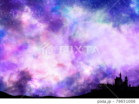 神秘的な星空と城のイラスト 神秘的な星空と城のイラスト 79651006