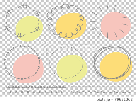 手書きのかわいい丸形フレームセット デコボコの線 のイラスト素材