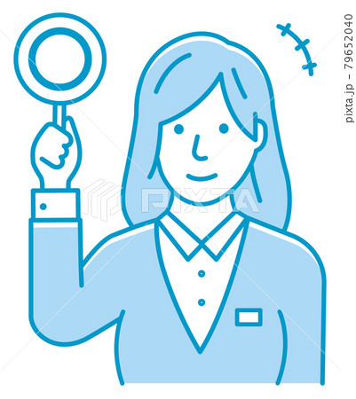 ○×プレートを手に持つ若い女性会社員のイラスト（上半身) / マル・○ 79652040
