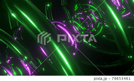 緑と紫の発光リング かっこいいサイバー空間 別verあり のイラスト素材