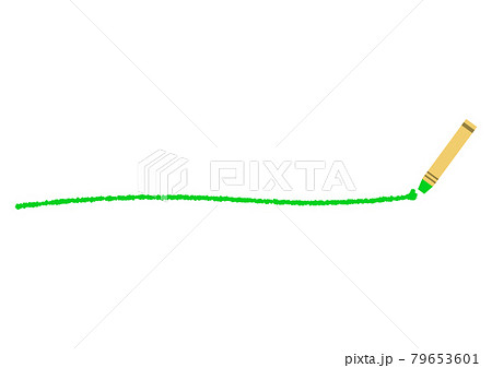 緑色のクレヨンと手描きのラインのイラスト素材