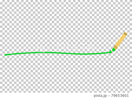 緑色のクレヨンと手描きのラインのイラスト素材