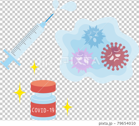 Illustration material: Immunized with coronavirus after being vaccinated with the new corona vaccine and repelled covid-19 79654010