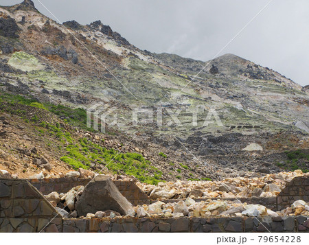 諏蛾守越分岐から見た硫黄山　大分県玖珠郡九重町田野 79654228