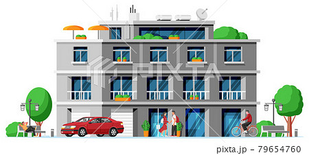 Modern Apartment Building Isolated. 79654760