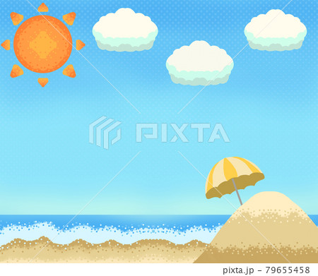夏のビーチと青空 砂山付きverのイラスト素材