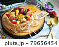 Pretty Summer Fruits Cheesecake Serve on Wooden Board 79656454