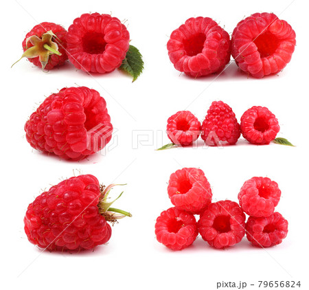Raspberries set isolated on white Raspberries set isolated on white 79656824