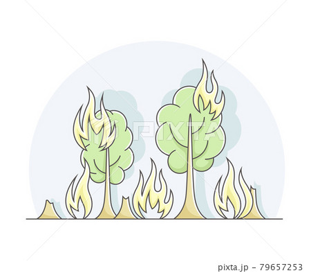 Forest Fire Accident with Flame Tails as Natural Cataclysm Line Vector Illustration Forest Fire Accident with Flame Tails as Natural Cataclysm Line Vector Illustration 79657253