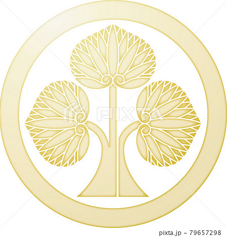 家紋　丸に立ち葵【金色】 79657298