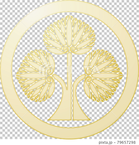 家紋　丸に立ち葵【金色】 79657298