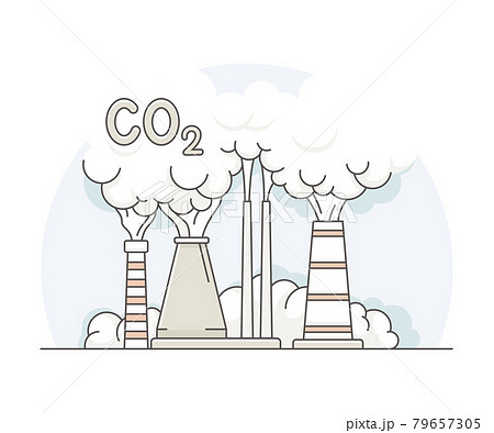 World Resource with Nuclear Power Plant or Thermal Power Station with Steam Turbine Line Vector Illustration 79657305