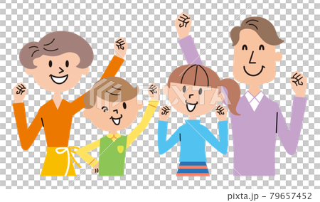 good luck! Illustration of a family of four in a pose 79657452