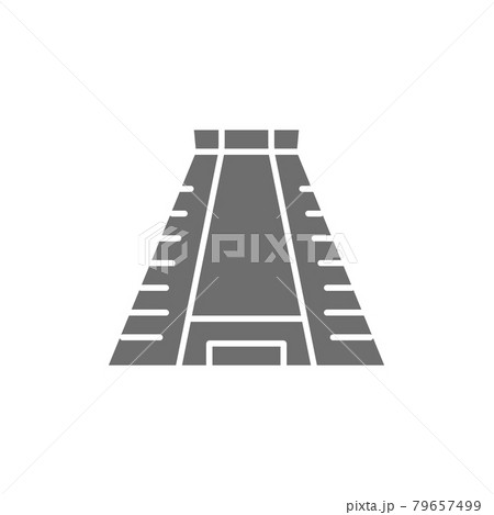 Chichen Itza, ancient mayan pyramid grey icon. 79657499