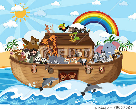 Noah's Ark with animals in the ocean scene 79657637