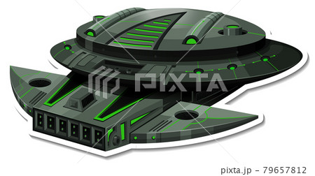 A sticker template with UFO or fighter aircraft isolated A sticker template with UFO or fighter aircraft isolated 79657812