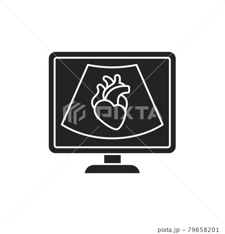 Echocardiogram machine black glyph icon. Medical and scientific concept. Pictogram for web, mobile app, promo. Echocardiogram machine black glyph icon. Medical and scientific concept. Pictogram for web, mobile app, promo. 79658201