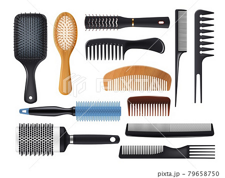 Hairbrushes and combs, realistic vector hair brush 79658750
