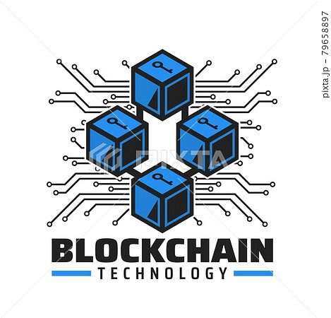 Blockchain Cryptocurrency Payment Technology Iconのイラスト素材