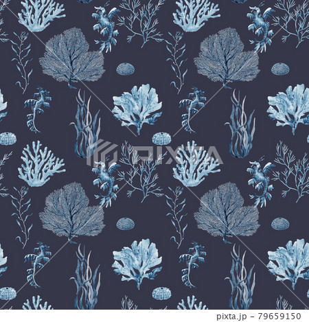 Beautiful Seamless Underwater Pattern With のイラスト素材