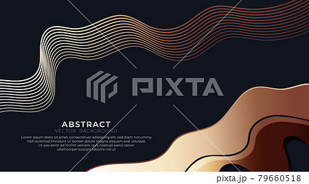 Modern luxury golden line wave abstract vector on dark background. Luxury and elegant style template. Golden linear gradient design concept. Simple composition with wave curve shapes design with space Modern luxury golden line wave abstract vector on dark background. Luxury and elegant style template. Golden linear gradient design concept. Simple composition with wave curve shapes design with space 79660518