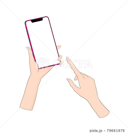 女性がスマホを操作(画面空白) 女性がスマホを操作(画面空白) 79661976