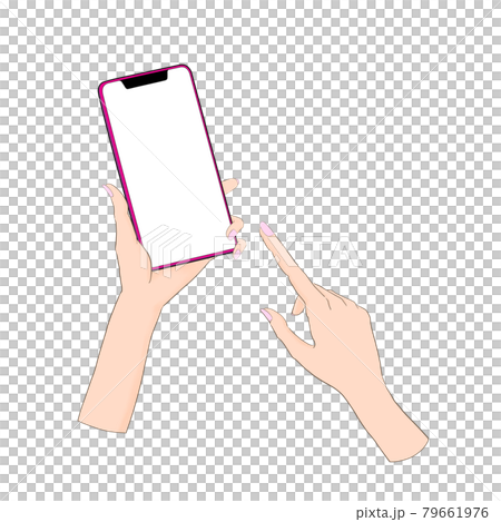 女性がスマホを操作(画面空白) 女性がスマホを操作(画面空白) 79661976