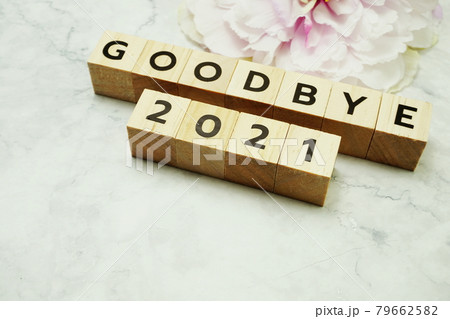 Goodbye 2021 alphabet letters on marble background Goodbye 2021 alphabet letters on marble background 79662582