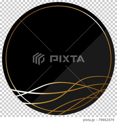 円形のフレーム ブラック ゴールドラインのイラスト素材