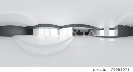full 360 degree panorama environment of modern loft with white ceiling and floor and black walls 3d render illustration hdri hdr vr style 79663073