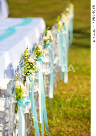 banqueting tables at wedding 79664036