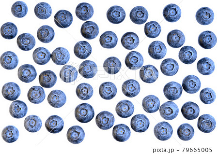 Blueberry antioxidant organic superfood. Fresh blueberries layout isolated on white. Macro texture of fresh blueberry berries closeup. . 79665005