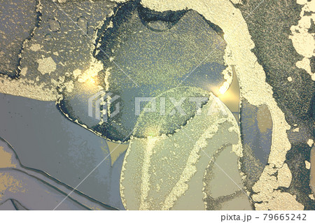 Turquoise, gray and gold abstract marble pattern with sparkles 79665242