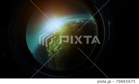 View of planet earth from the porthole from orbit. View of planet earth from the porthole from orbit. 79665675