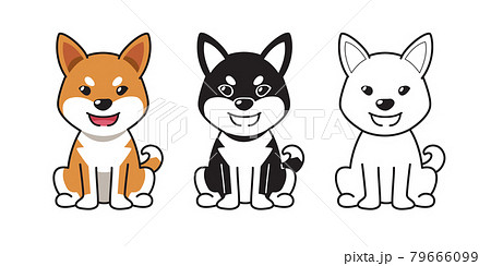 Vector cartoon set of shiba inu dog 79666099