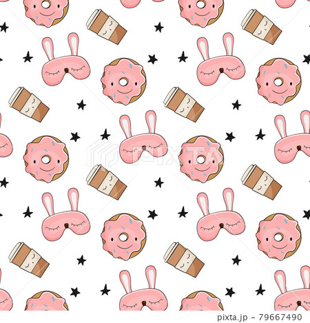 Cute donuts and coffee seamless pattern. Vector illustration. Cute donuts and coffee seamless pattern. Vector illustration. 79667490