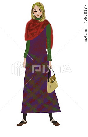 クリスマスカラーの女性 79668187