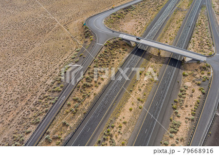 Highway road in the New Mexico desert Southwestern USA 79668916
