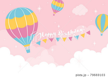 空に浮かぶ気球の背景素材 79669103