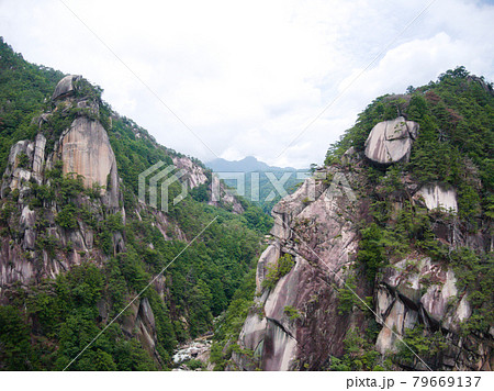 日本一の渓谷美　昇仙峡（ミニ泰山）の空撮 79669137