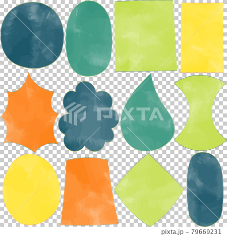 緑黄色野菜カラーの手描き水彩風吹き出しセット/ひし形、四角、トゲ、丸、雫、雲、バナー、台形、シール 緑黄色野菜カラーの手描き水彩風吹き出しセット/ひし形、四角、トゲ、丸、雫、雲、バナー、台形、シール 79669231