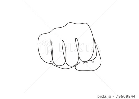 Continuous one line drawing punch fist hand gesture. Sign or symbol of power, hitting, attack, force. Communication with hand gestures. Nonverbal signs. Single line design vector graphic illustration Continuous one line drawing punch fist hand gesture. Sign or symbol of power, hitting, attack, force. Communication with hand gestures. Nonverbal signs. Single line design vector graphic illustration 79669844