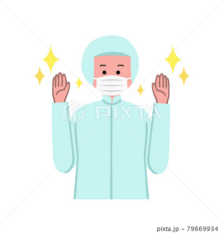 手を洗った食品工場作業員のイラストのイラスト素材