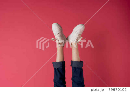 inverted female legs sneakers fashion cropped view 79670102