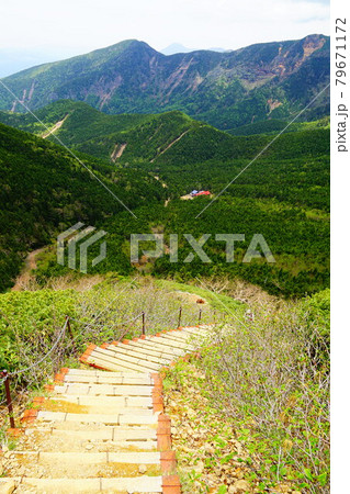 八ヶ岳 文三郎尾根で行者小屋への階段 八ヶ岳 文三郎尾根で行者小屋への階段 79671172
