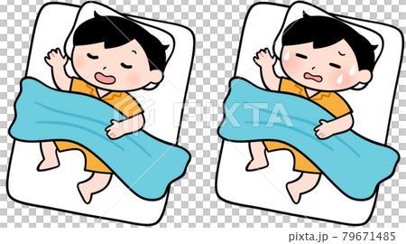 寝相の悪い男の子2種のイラスト素材