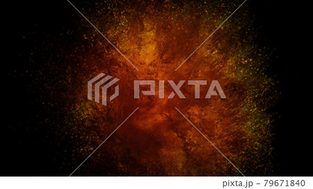 3D rendering of a colorful explosion of fiery particles. Bright colors and fiery color transitions during the blast wave 3D rendering of a colorful explosion of fiery particles. Bright colors and fiery color transitions during the blast wave 79671840