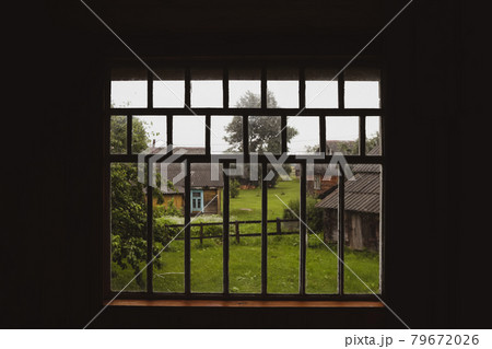 view from the window on a picturesque rural landscape in summer view from the window on a picturesque rural landscape in summer 79672026