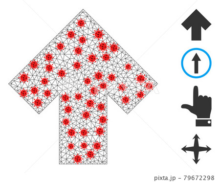 Polygonal Mesh Arrow Up Icon with Pathogen Centers 79672298