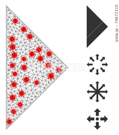 Polygonal Carcass Arrowhead Right Icon with Covid Nodes 79672310